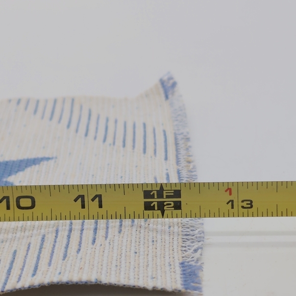 Dollhouse Rug Geometric Blue and Gray Patterned Textile 12.5 X 7 In - Picture 5 of 6